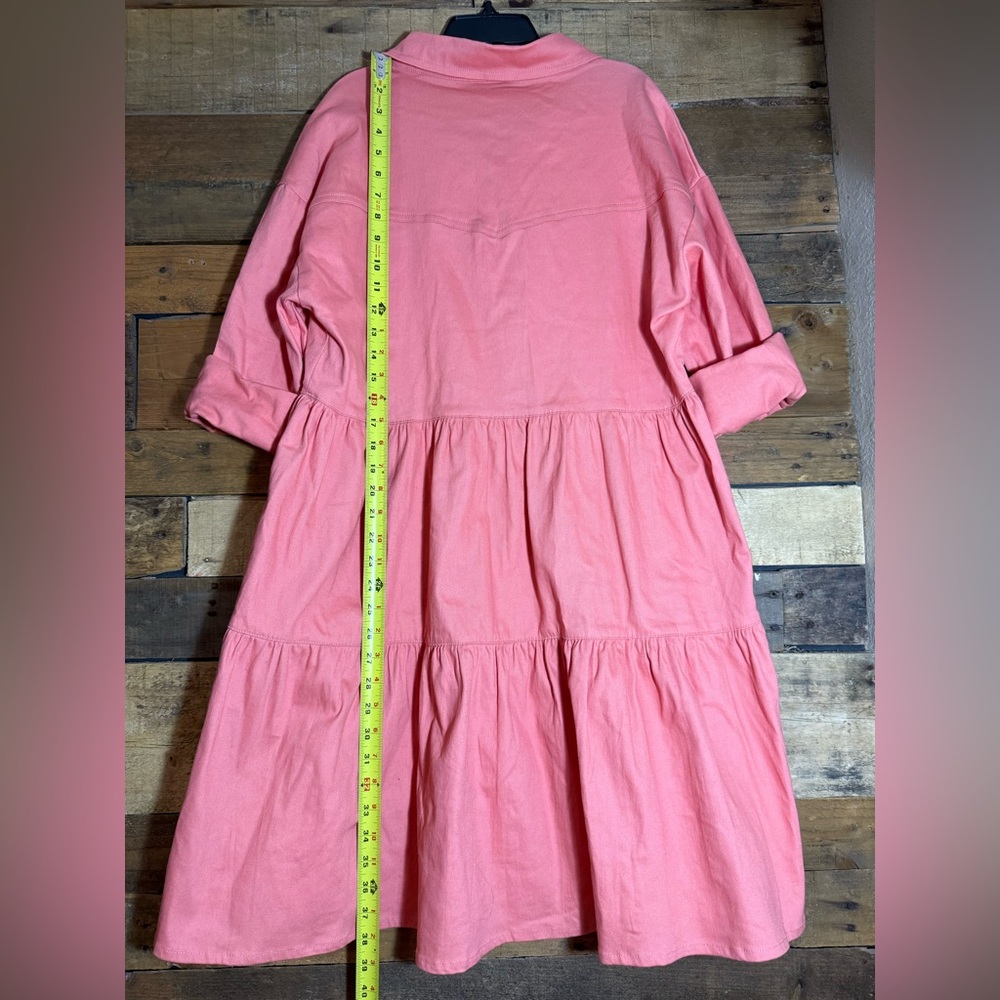 L&B Lucky & Blessed Stretch Denim Button Down Pink Western Dress Small DDR037 - Picture 6 of 8